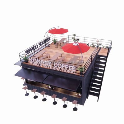 Vorgefertigte Pop-up-Container Restaurant-Shop Straßen-Food-Kiosk mit galvanisierten Stahl-Quadratrohr-Design