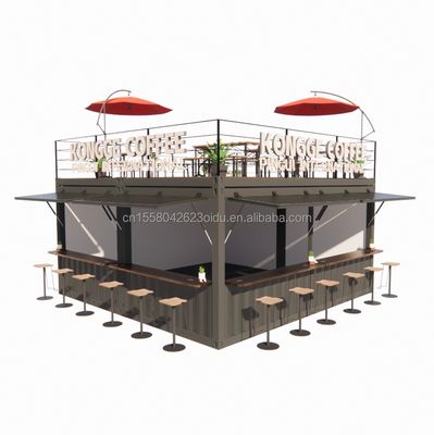 Vorgefertigte Pop-up-Container Restaurant-Shop Straßen-Food-Kiosk mit galvanisierten Stahl-Quadratrohr-Design