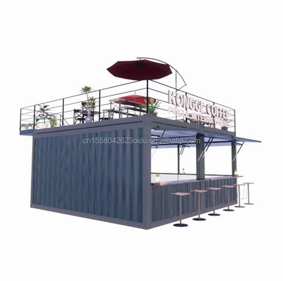 Vorgefertigte Pop-up-Container Restaurant-Shop Straßen-Food-Kiosk mit galvanisierten Stahl-Quadratrohr-Design