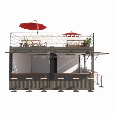 Vorgefertigte Pop-up-Container Restaurant-Shop Straßen-Food-Kiosk mit galvanisierten Stahl-Quadratrohr-Design