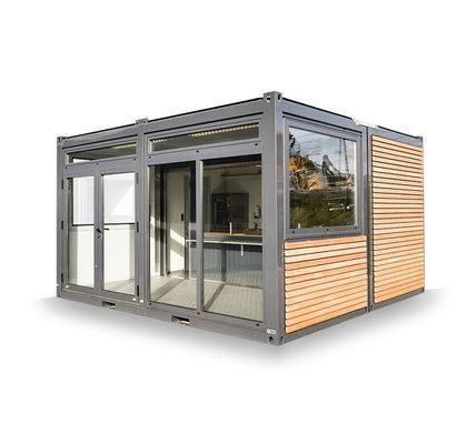 20ft Container Store Holz Getreide Metallrahmen Hotel Mobilhaus mit galvanisierten Quadratrohren aus Stahl und Flachverpackung