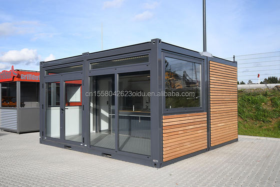 20ft Container Store Holz Getreide Metallrahmen Hotel Mobilhaus mit galvanisierten Quadratrohren aus Stahl und Flachverpackung