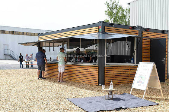 20ft Container Store Holz Getreide Metallrahmen Hotel Mobilhaus mit galvanisierten Quadratrohren aus Stahl und Flachverpackung