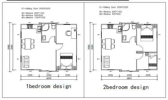 Klappbare Prefab Containerhäuser mit modernem Design und Fenstern aus Aluminiumlegierung