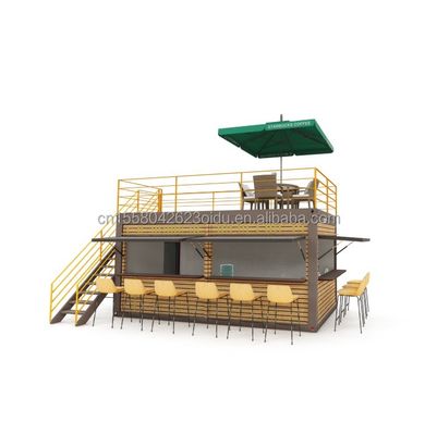 20 Fuß-Container Kaffeebar Portable vorgefertigte Laden mit Container-Design und 50/75/100mm Welle Sandwich-Panel Wände