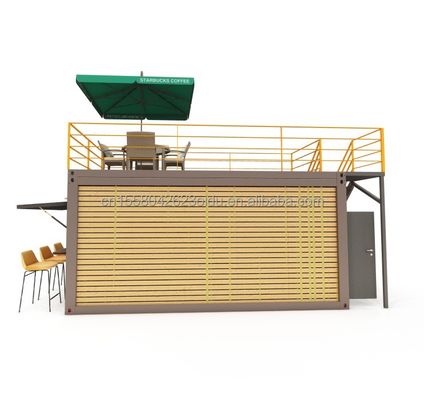 20 Fuß-Container Kaffeebar Portable vorgefertigte Laden mit Container-Design und 50/75/100mm Welle Sandwich-Panel Wände