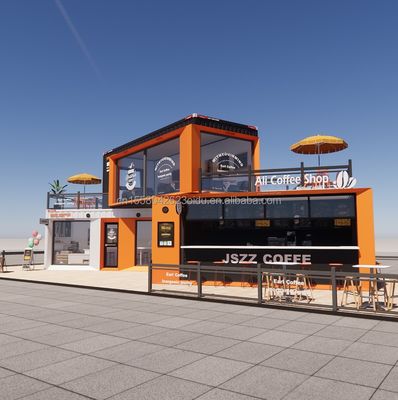 Geänderter Versandcontainer-Laden Haus Container-Coffee-Shop mit galvanisierten Quadratrohren aus Stahl