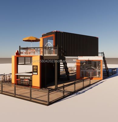 Geänderter Versandcontainer-Laden Haus Container-Coffee-Shop mit galvanisierten Quadratrohren aus Stahl