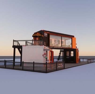 Geänderter Versandcontainer-Laden Haus Container-Coffee-Shop mit galvanisierten Quadratrohren aus Stahl