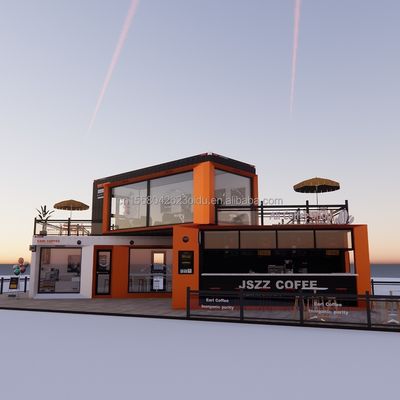 Geänderter Versandcontainer-Laden Haus Container-Coffee-Shop mit galvanisierten Quadratrohren aus Stahl