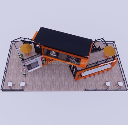 Geänderter Versandcontainer-Laden Haus Container-Coffee-Shop mit galvanisierten Quadratrohren aus Stahl