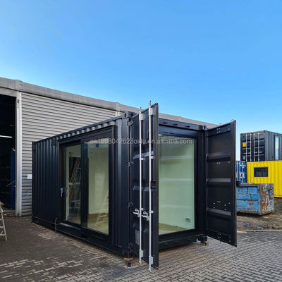 Ein-Zimmer-Hotel Schwarz Containerhaus Stahltür Luxus 20ft Holzhäuser mit Küche und Bad