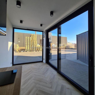 Ein-Zimmer-Hotel Schwarz Containerhaus Stahltür Luxus 20ft Holzhäuser mit Küche und Bad