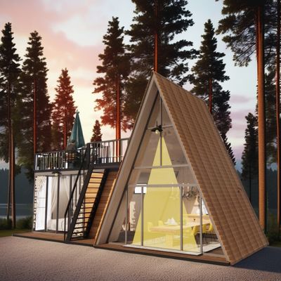 Hotel Resort Prefab Containerhaus mit einem Schlafzimmer Bad Küche und Sandwich-Paneldür in moderner Dreiecksgestalt