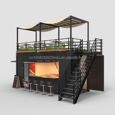 Container Café mit Küche 20ft Stahlrahmen Galvanisierter Stahl Biegen 180g Restaurant Badezimmer inklusive