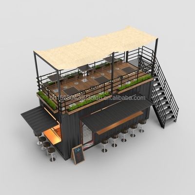 Container Café mit Küche 20ft Stahlrahmen Galvanisierter Stahl Biegen 180g Restaurant Badezimmer inklusive