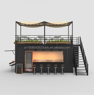 Container Café mit Küche 20ft Stahlrahmen Galvanisierter Stahl Biegen 180g Restaurant Badezimmer inklusive