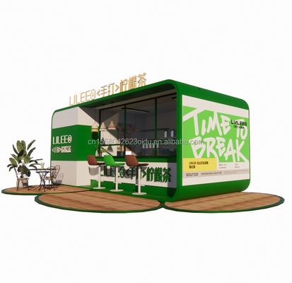 Modulärer Vorgefertigter Versandcontainer Restaurant 20ft Kaffeebar mit galvanisiertem Stahl Quadratrohr Stahlrahmen