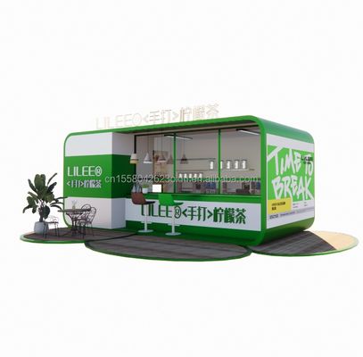 Modulärer Vorgefertigter Versandcontainer Restaurant 20ft Kaffeebar mit galvanisiertem Stahl Quadratrohr Stahlrahmen