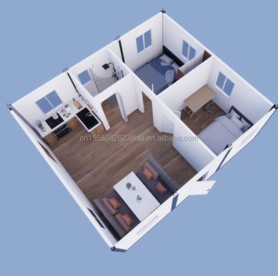 Containerhäuser erschwingliche Stahlkonstruktion Fertighäuser mit 50/75/100mm Wellen Sandwich-Panel-Wände