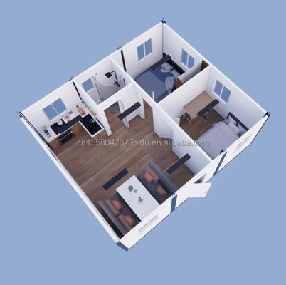 Containerhäuser erschwingliche Stahlkonstruktion Fertighäuser mit 50/75/100mm Wellen Sandwich-Panel-Wände