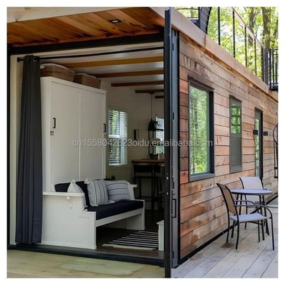 20ft Vorhergebautes Holzhaus Stahlrahmen Kleines Haus für den Wald Wohncontainer Mobile Vorhergebaute Häuser Verkauf