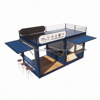 20ft oder 40ft Stahlrahmen Ausdehnbare mobile Kaffeebar Pop Up Versandcontainer Shop mit galvanisiertem Stahl biegen