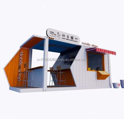 20ft oder 40ft Stahlrahmen Ausdehnbare mobile Kaffeebar Pop Up Versandcontainer Shop mit galvanisiertem Stahl biegen