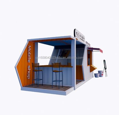 20ft oder 40ft Stahlrahmen Ausdehnbare mobile Kaffeebar Pop Up Versandcontainer Shop mit galvanisiertem Stahl biegen