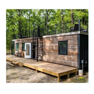 Hauptkonstruktion Galvanisiertes Stahlquadratrohr Holzbehälter Familienhaus Europäische Union Australien 40ft 2 Schlafzimmer 1 Saal