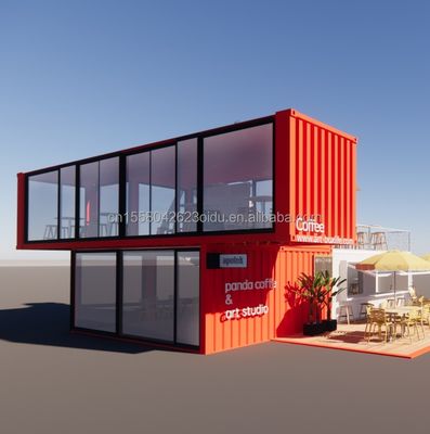 20ft Deluxe Container Store Großer Boden Glas Kleines Haus Custom Cabin Villen mit 50/75/100mm Welle Sandwich-Panel Wände