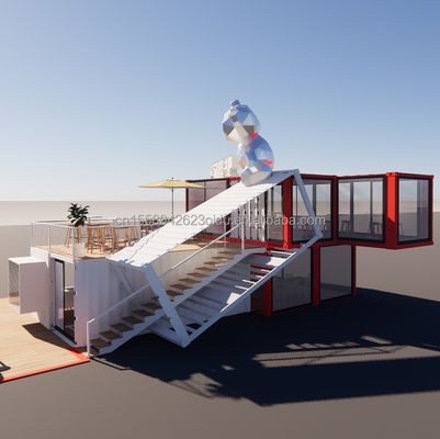 20ft Deluxe Container Store Großer Boden Glas Kleines Haus Custom Cabin Villen mit 50/75/100mm Welle Sandwich-Panel Wände