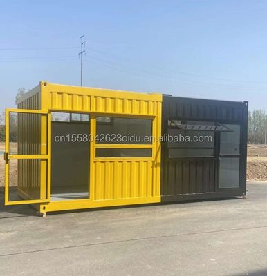 20 Fuß bewegliche vorgefertigte Kaffeeshop Container House Design mit galvanisierten Stahl quadratischen Rohren