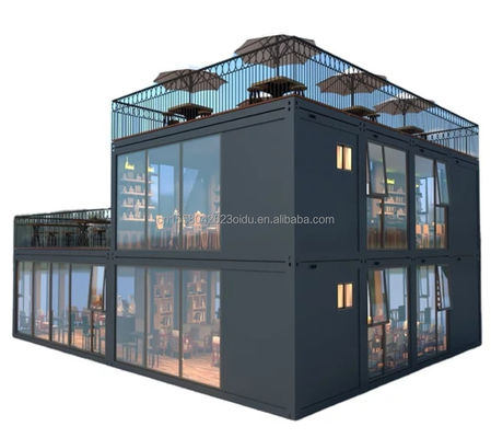Erschwinglich 20ft Knock Down Sandwich Panel Portable Prefab Hotel Container Modularhaus mit Aluminiumoxidfenstern