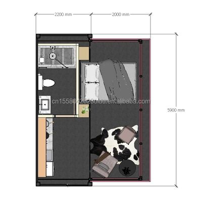 Hotel komplett eingerichtet Versandcontainer Zuhause moderner Stil Fertighaus mit Stahlrahmen und galvanisierter Stahlbiegung