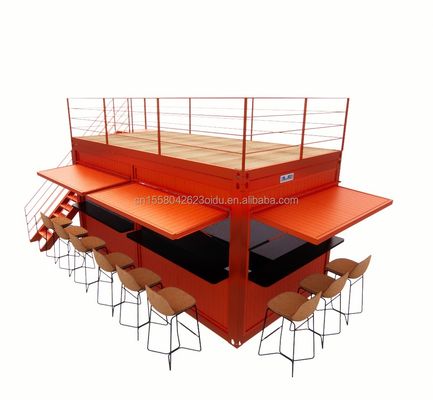 20 Fuß eigene Flachverpackung Schnelle Installation Holzbehälter Vorgefertigtes Haus Gartenbar mit galvanisierten Stahlquadratrohren