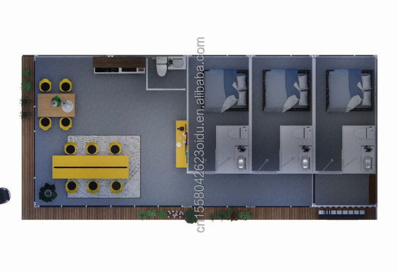 Familienwohnungslösung 20FT Kombination Flat Packaging Container mit 2 Zimmern und 3 Schlafzimmern Hotel Stil