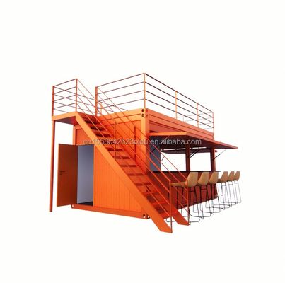 20 Fuß eigene Flachverpackung Schnelle Installation Holzbehälter Vorgefertigtes Haus Gartenbar mit galvanisierten Stahlquadratrohren
