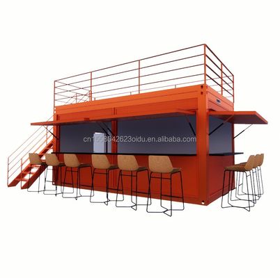 20 Fuß eigene Flachverpackung Schnelle Installation Holzbehälter Vorgefertigtes Haus Gartenbar mit galvanisierten Stahlquadratrohren