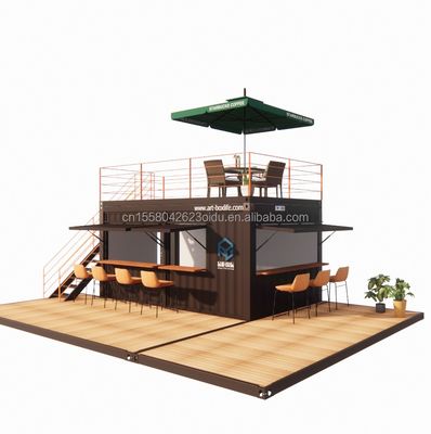 10ft 20ft Zwei-stöckige Pop-up Container Bar mit modernem Design-Stil und Aluminium-Alloy-Fenstern