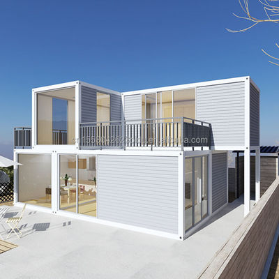 Luxuriöse Prefabrizierte Behälter Wohnstil Flat Packaging Mobilhaus mit Holz-Aussehen Moderne Design-Stil