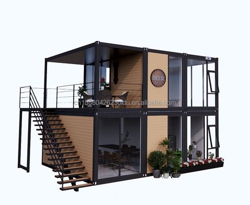 Modernes Holz Flachverpackung Mobilhaus Stahlrahmen Verzinktes Stahl biegen 180g für 10ft 20ft Container