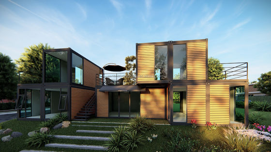 Wand 50/75/100mm Wellen Sandwich Panel Luxus modernes Holzhaus Stahlkonstruktion Flachverpackung Containerhaus für Hotel