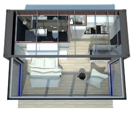 angepasste Farbe 20ft Versand Container Bar Fertighaus Schublade Typ Push-Pull Expansion Container Haus Wohnzimmer