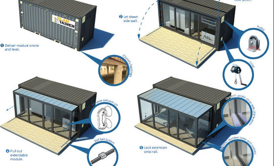 angepasste Farbe 20ft Versand Container Bar Fertighaus Schublade Typ Push-Pull Expansion Container Haus Wohnzimmer