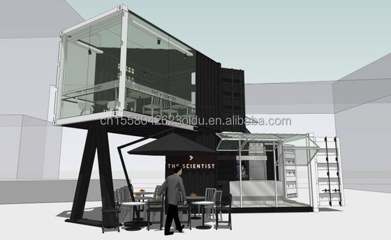 Customized Farbe und Aluminiumlegierung Fenster 20ft Luxus Container-Raum für den Verkauf Booth Coffee Shop Guard Box Office Bar